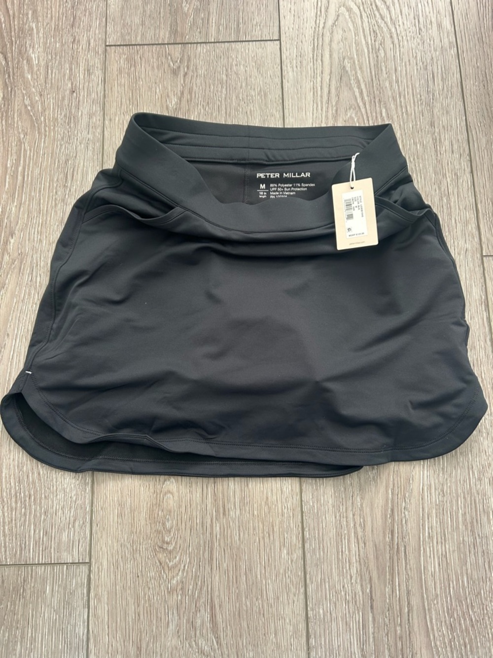NWT Peter Millar Alice Petal Hem Golf Skort - Black - Size M